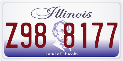 IL license plate Z988177