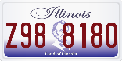 IL license plate Z988180