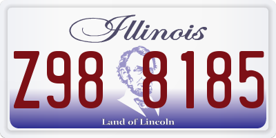 IL license plate Z988185