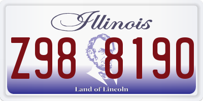 IL license plate Z988190