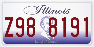 IL license plate Z988191