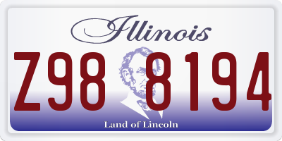 IL license plate Z988194