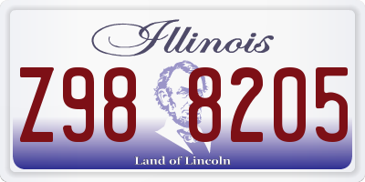 IL license plate Z988205