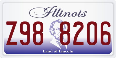 IL license plate Z988206