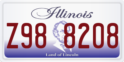 IL license plate Z988208