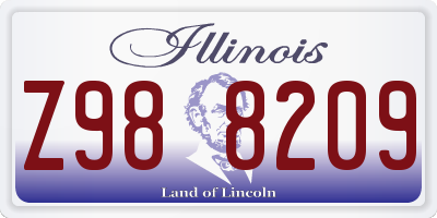 IL license plate Z988209