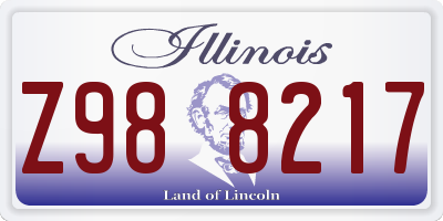 IL license plate Z988217