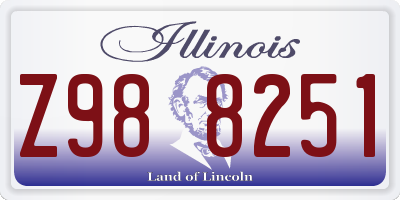 IL license plate Z988251