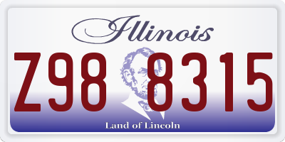 IL license plate Z988315