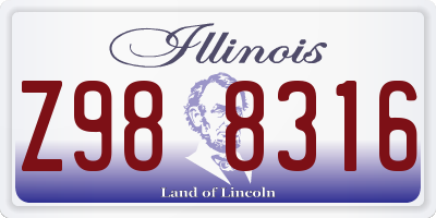 IL license plate Z988316