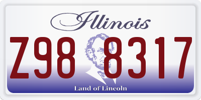 IL license plate Z988317