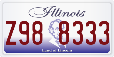 IL license plate Z988333