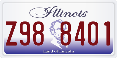 IL license plate Z988401