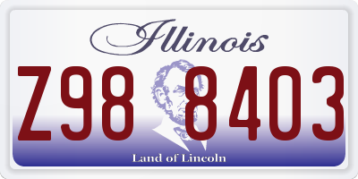 IL license plate Z988403