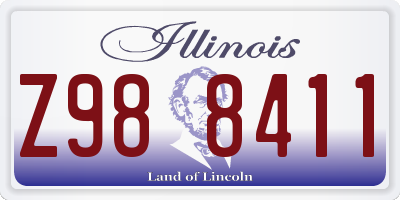 IL license plate Z988411