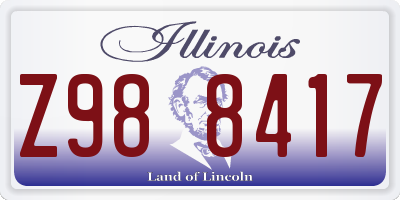 IL license plate Z988417