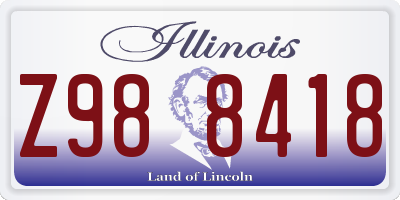 IL license plate Z988418