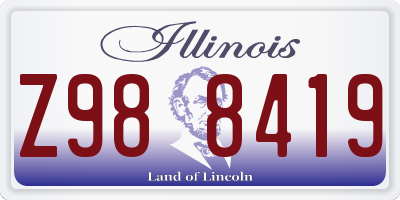 IL license plate Z988419