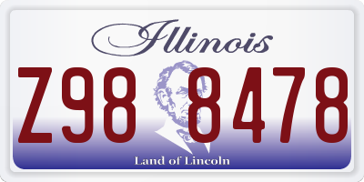 IL license plate Z988478