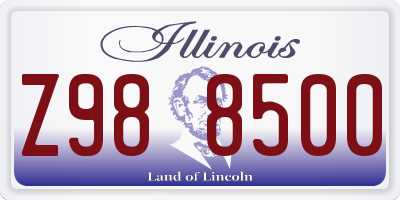 IL license plate Z988500