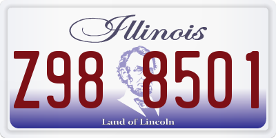 IL license plate Z988501