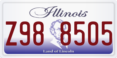 IL license plate Z988505