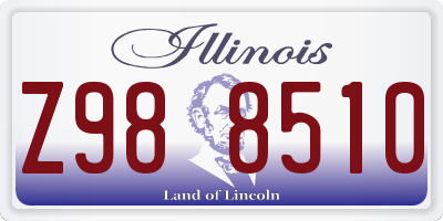 IL license plate Z988510