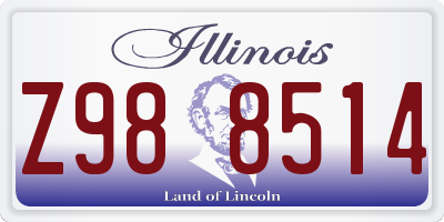 IL license plate Z988514