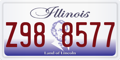 IL license plate Z988577