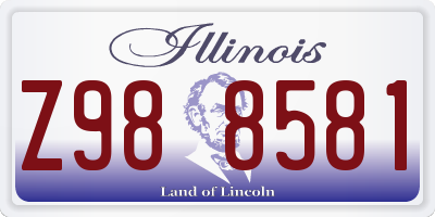 IL license plate Z988581