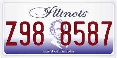 IL license plate Z988587