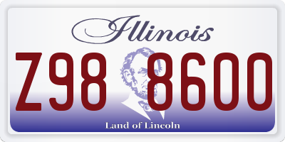 IL license plate Z988600