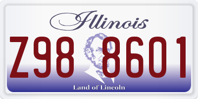 IL license plate Z988601