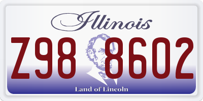 IL license plate Z988602