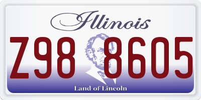 IL license plate Z988605