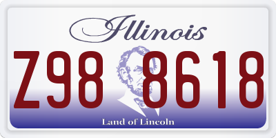 IL license plate Z988618