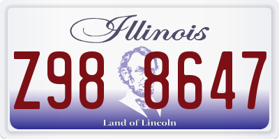 IL license plate Z988647