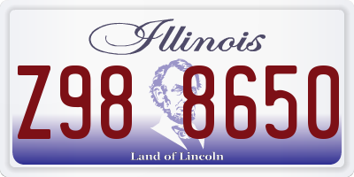 IL license plate Z988650