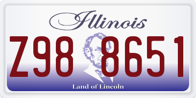 IL license plate Z988651