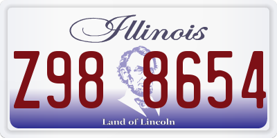 IL license plate Z988654