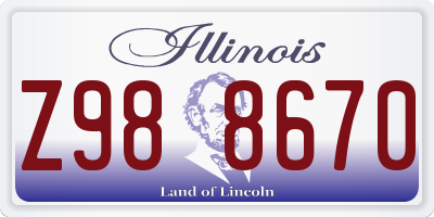 IL license plate Z988670