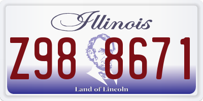 IL license plate Z988671