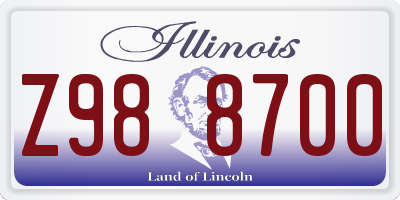 IL license plate Z988700