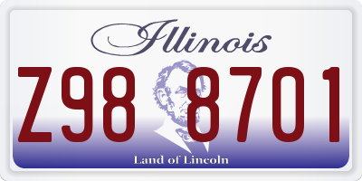 IL license plate Z988701