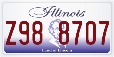 IL license plate Z988707