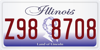 IL license plate Z988708