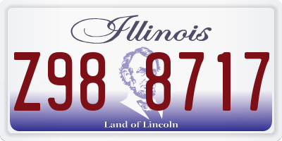 IL license plate Z988717