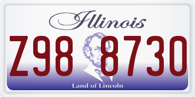 IL license plate Z988730