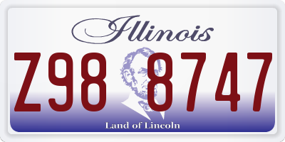 IL license plate Z988747