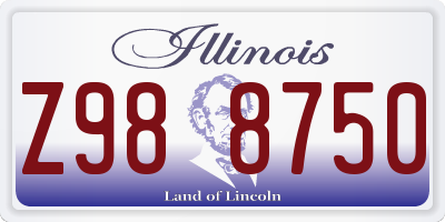 IL license plate Z988750